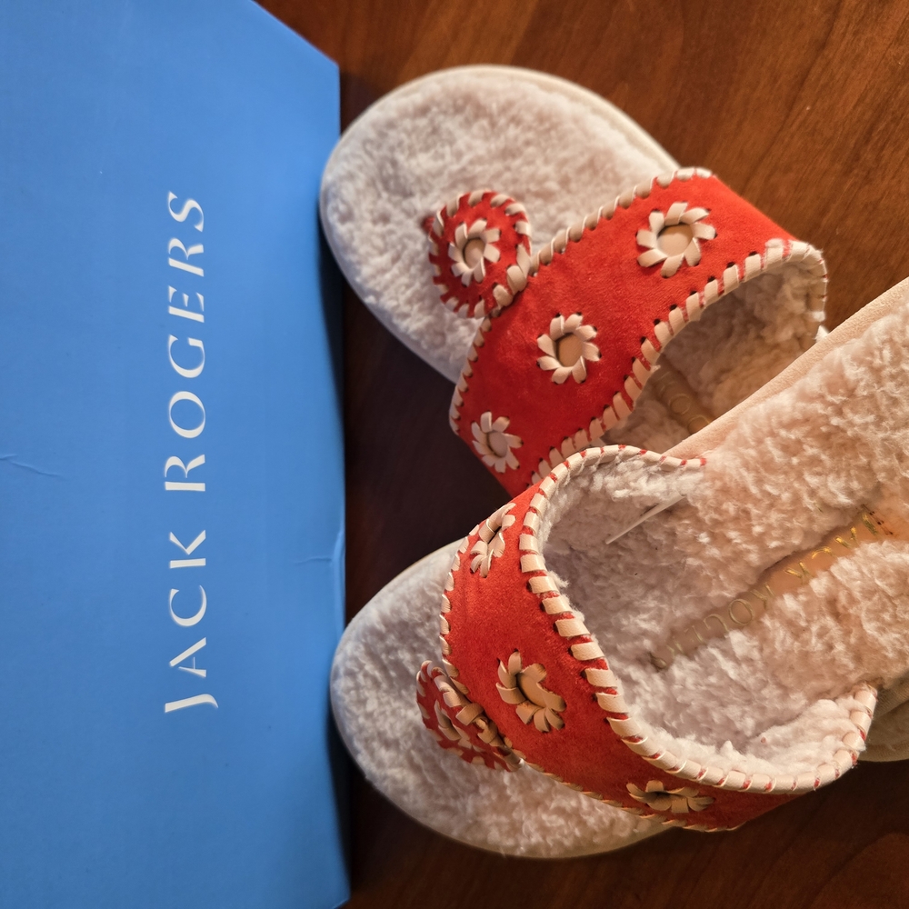 Jack Rogers Red Cozy Slippers with Plush Design
